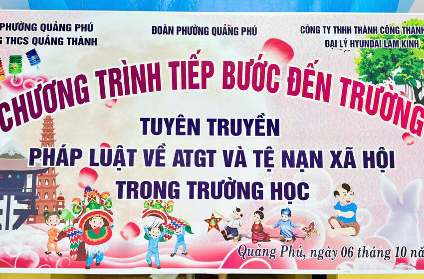  TRƯỜNG THCS QUẢNG THÀNH TỔ CHỨC TRAO QUÀ TRUNG THU VÀ TUYÊN TRUYỀN PHÁP LUẬT