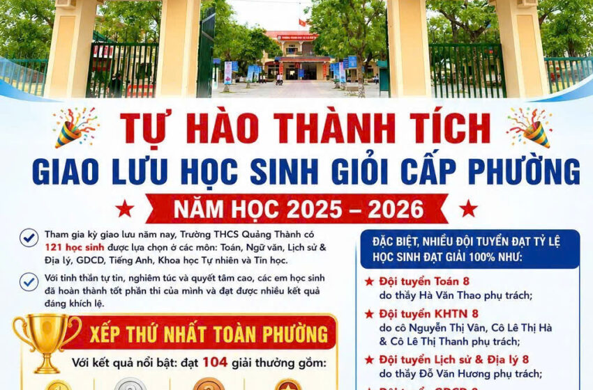  TỰ HÀO THÀNH TÍCH GIAO LƯU HỌC SINH GIỎI CẤP PHƯỜNG NĂM HỌC 2025 – 2026.